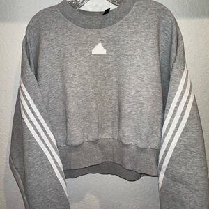 Gray Adidas Women's Cropped Sweater